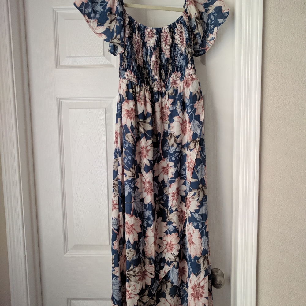 Pinkblush Blue Floral High-Low Maxi Dress